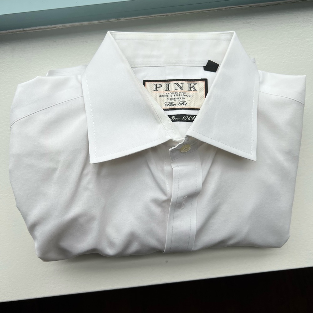 PINK crisp white dress shirt